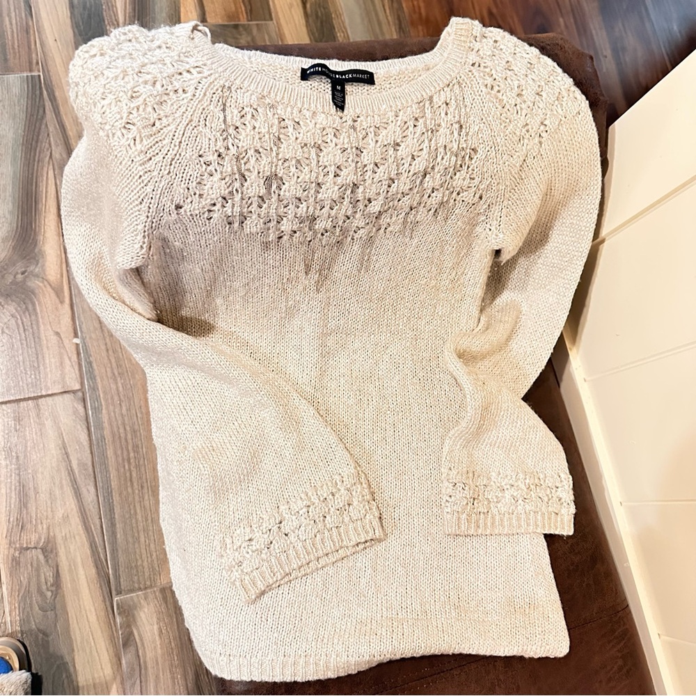 White House Black Market Cream Knit Sweater